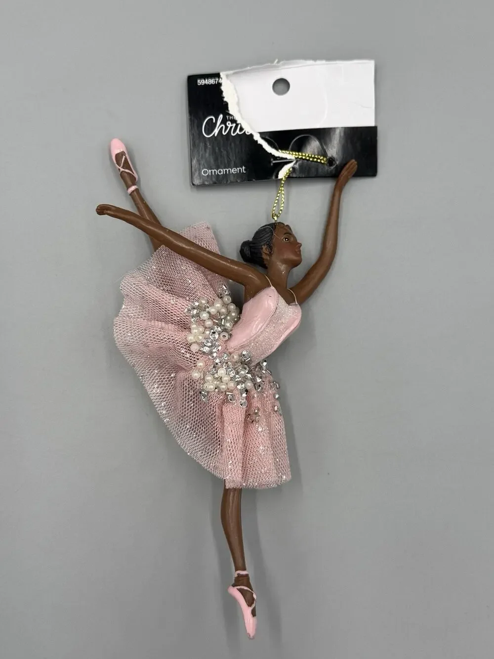 Christmas Shoppe Ornament African American Sugar Plum Ballerina Pink Tutu Ballet